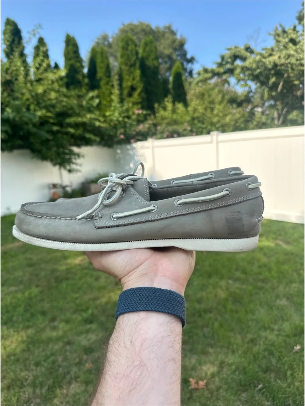 G.H. Bass Hampton Core 2 Boat Shoes Men's 11 M Gray Leather